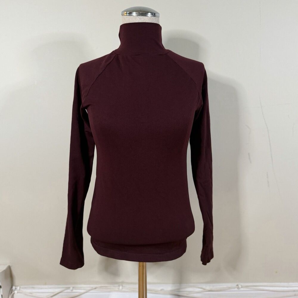 Free People Intimately Like I Do Burgundy Backless Turtleneck Top M/L EUC Chic